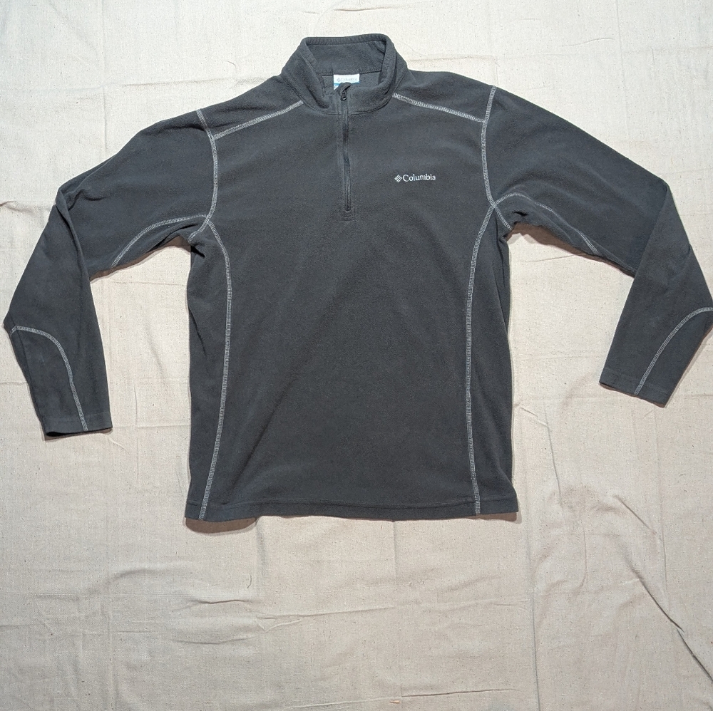Columbia Klamath Range Fleece Jacket Mens M Dark Gray 1/4 Zip Outdoor Hiking